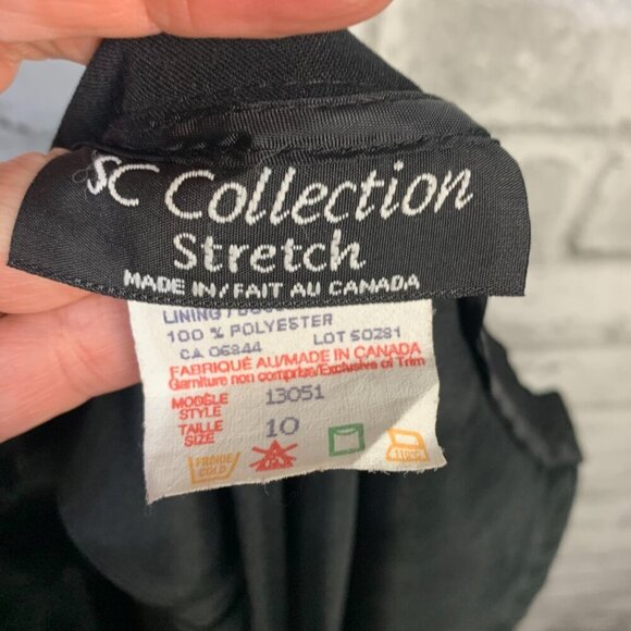 Vintage 90s Black Pinstripe Embroidered Flowers Knee Length A-Line Skirt - Picture 8 of 12